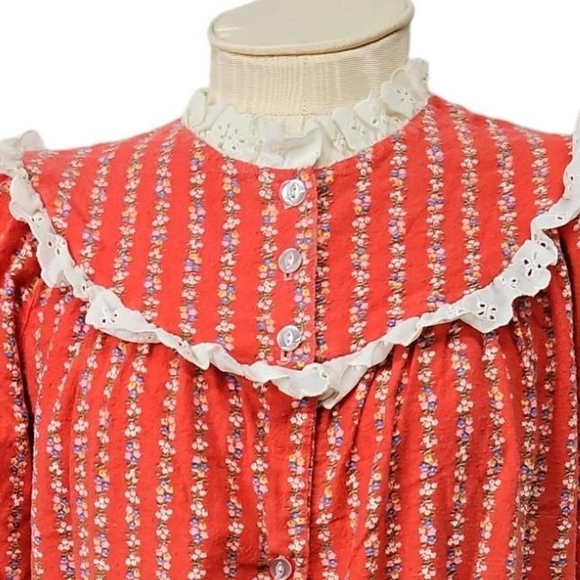 Vintage Mamary Cotton Long Night Gown Night Dress Sz Small VTG - Picture 3 of 5